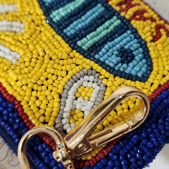 Beaded Sardine Coin Purse Travel Pouch Wandering Moon Handmade Made in India - Picture 5 of 6